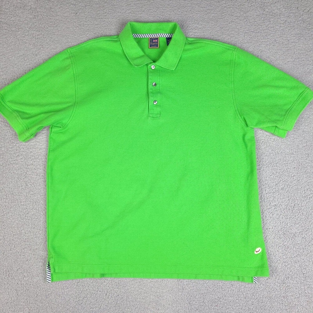 T Harris London Polo Shirt‎ Mens XL Green Short Sleeve Collared Preppy